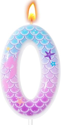 Mermaid Themed Birthday Candles, Number Candles for Birthday Party Cake Decoration Supplies (Pink, Number 4) in Saudi Arabia