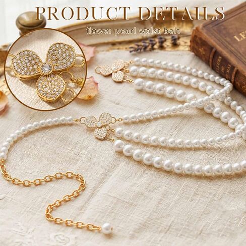 Pearl Waist Chain Belt White Faux Pearls Charm Body Jewelry Accessories for Women in Saudi Arabia