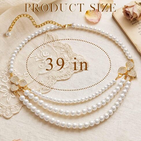 Pearl Waist Chain Belt White Faux Pearls Charm Body Jewelry Accessories for Women in Saudi Arabia