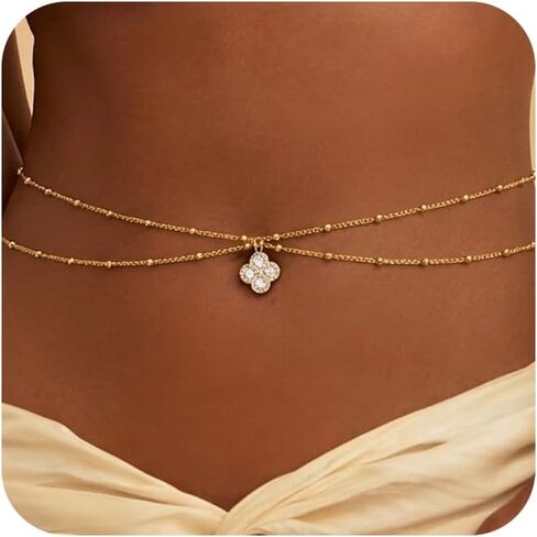 14K Gold Plated Waist Chain for Women, Layered Belly Belt Chains Beach Waist Beads Chain Waterproof Body Chain Summer Jewelry Accessories for Women in Saudi Arabia