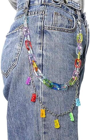 YONAMIX Gummy Bear Pants Chain Colorful Y2K Jean Chains for Women | Rainbow Y2K Pants Chain Hip Hop Punk Accessories in Saudi Arabia