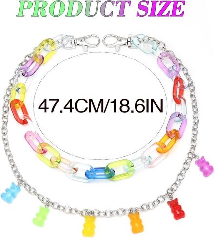 YONAMIX Gummy Bear Pants Chain Colorful Y2K Jean Chains for Women | Rainbow Y2K Pants Chain Hip Hop Punk Accessories in Saudi Arabia