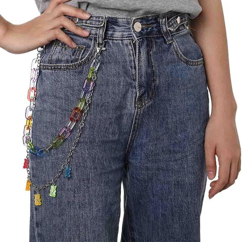 YONAMIX Gummy Bear Pants Chain Colorful Y2K Jean Chains for Women | Rainbow Y2K Pants Chain Hip Hop Punk Accessories in Saudi Arabia