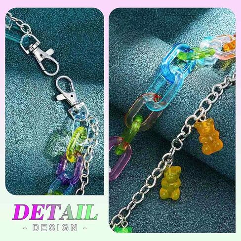 YONAMIX Gummy Bear Pants Chain Colorful Y2K Jean Chains for Women | Rainbow Y2K Pants Chain Hip Hop Punk Accessories in Saudi Arabia
