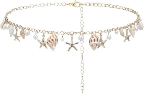 Starfish Seashell Waist Chain Adjustable Boho Mermaid Pearl Body Chain Fashionable Summer Beach Belly Jewelry Gold Bikini Belt Accessories for Women in Kuwait