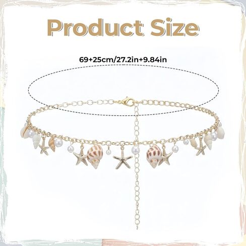 Starfish Seashell Waist Chain Adjustable Boho Mermaid Pearl Body Chain Fashionable Summer Beach Belly Jewelry Gold Bikini Belt Accessories for Women in Kuwait