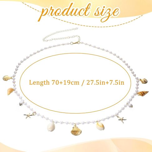 Boho Mermaid Waist Chain, Gold Seashell Pearl Waist Chain Belt for Women, Summer Beach Vacation Bikini Beach Belly Chains for Women in Kuwait