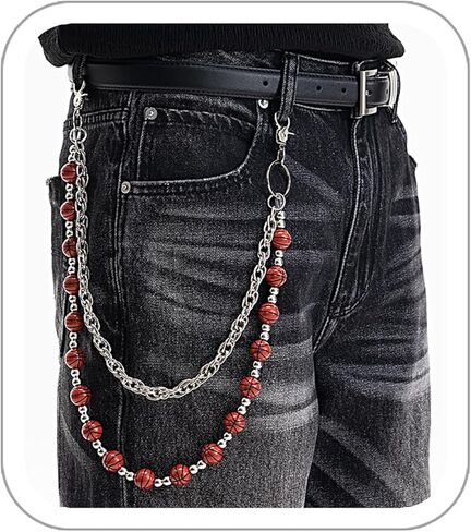 Pants Chain Wallet Chains for Men Women Trendy Soccer Ball Beads Pocket Jeans Belt Pants Chain Jewelry Accessories in Saudi Arabia
