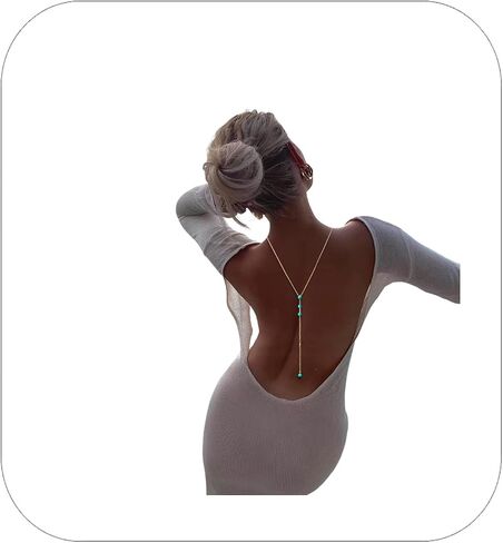 Turquoise Back Chain Necklace, Body Chain Jewelry for Backless Dresses, Women's Fashion Accessories in Saudi Arabia