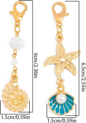 2Pcs Gold Starfish Bikini Chest Chain Charms for Women, Beach Swimsuit Charms with Pearl Shell Pendant, Summer Bikini Seashell Decoration Accessories for Swimwear in Saudi Arabia