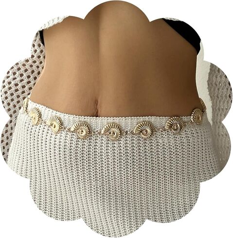 Gold Starfish Waist Chain for Women Flower Beaded Shell Belt Belly Body Chain Statement Beach Accessories Boho Jewelry in Saudi Arabia