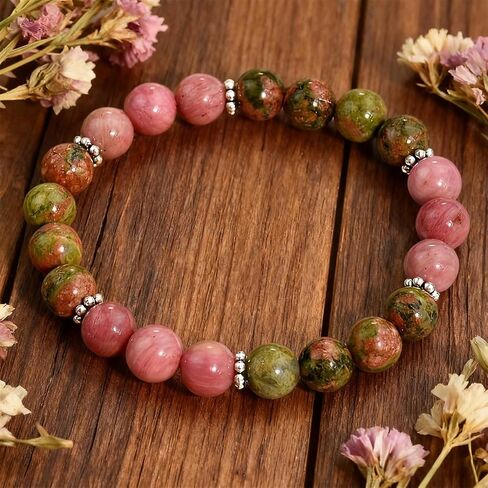 Beaded Stretch Bracelets for Women Rhodonite Bracelet for Relationship Harmony Lucky Gift Perfect for Seeking Inner Calm in Kuwait
