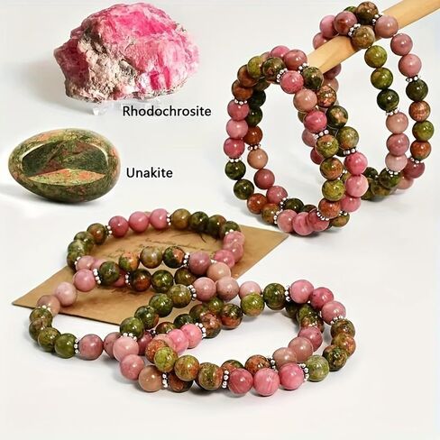 Beaded Stretch Bracelets for Women Rhodonite Bracelet for Relationship Harmony Lucky Gift Perfect for Seeking Inner Calm in Kuwait