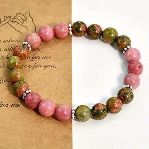 Beaded Stretch Bracelets for Women Rhodonite Bracelet for Relationship Harmony Lucky Gift Perfect for Seeking Inner Calm in Kuwait