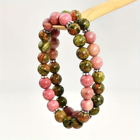 Beaded Stretch Bracelets for Women Rhodonite Bracelet for Relationship Harmony Lucky Gift Perfect for Seeking Inner Calm in Kuwait