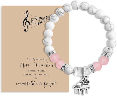MAOFAED Piano Charm Healing Beaded Bracelet, Piano Teacher Gift, Music Teachers Thank You Gift, Band Teacher Gifts (pianoTeacher) in Kuwait