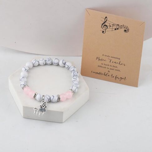 MAOFAED Piano Charm Healing Beaded Bracelet, Piano Teacher Gift, Music Teachers Thank You Gift, Band Teacher Gifts (pianoTeacher) in Kuwait