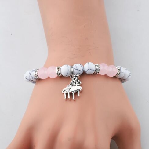 MAOFAED Piano Charm Healing Beaded Bracelet, Piano Teacher Gift, Music Teachers Thank You Gift, Band Teacher Gifts (pianoTeacher) in Kuwait