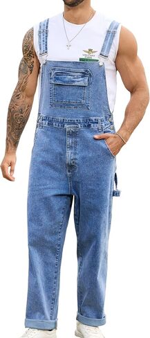 Odefou Overalls for Men Fashion Jumpsuit Work Bibs Coveralls Overol Para Hombre White Elephant Gifts in Saudi Arabia