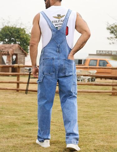 Odefou Overalls for Men Fashion Jumpsuit Work Bibs Coveralls Overol Para Hombre White Elephant Gifts in Saudi Arabia