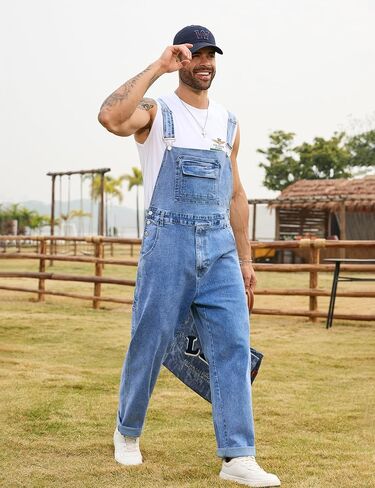 Odefou Overalls for Men Fashion Jumpsuit Work Bibs Coveralls Overol Para Hombre White Elephant Gifts in Saudi Arabia