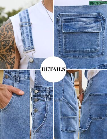 Odefou Overalls for Men Fashion Jumpsuit Work Bibs Coveralls Overol Para Hombre White Elephant Gifts in Saudi Arabia