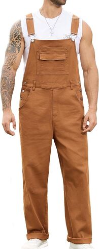 Odefou Overalls for Men Fashion Jumpsuit Work Bibs Coveralls Overol Para Hombre White Elephant Gifts in Saudi Arabia