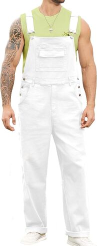Odefou Overalls for Men Fashion Jumpsuit Work Bibs Coveralls Overol Para Hombre White Elephant Gifts in Saudi Arabia