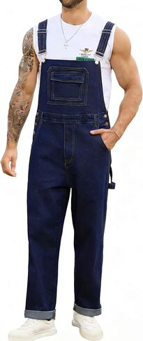 Odefou Overalls for Men Fashion Jumpsuit Work Bibs Coveralls Overol Para Hombre White Elephant Gifts in Saudi Arabia