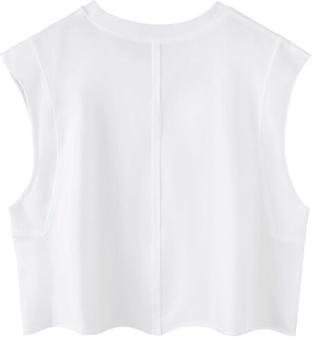 LovelyWholesale Women's Casual Cap Sleeve Tops Workout Loose Boxy Crop Tank Tops in Kuwait