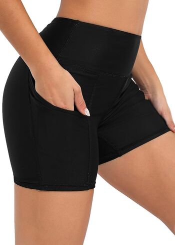 MODLILY Women's Swim Board Shorts High Waisted Quick Dry High Stretch Swimsuit Bottoms with Pockets in Saudi Arabia