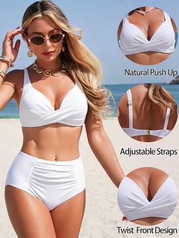Womens Bikini Tops Push Up Adjustable Straps Padded Swimsuit Supportive Twist Front Bathing Suits Top in Saudi Arabia