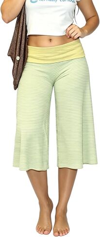 Foidiccx Women Gaucho Capri Pants Y2k Flared Fold Over Low Rise Culotte Wide Leg Pajama Pants Foldover Cropped Lounge Bottoms in Kuwait