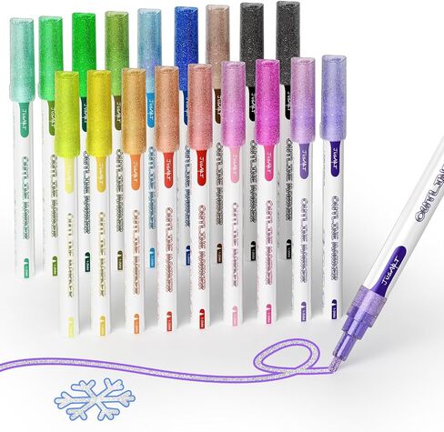 Double Line Outline Markers 18 Colors, Waterproof Glitter Markers for Coloring, Card Making, DIY, Art Supplies and Crafts, Trendy Stuff in Saudi Arabia