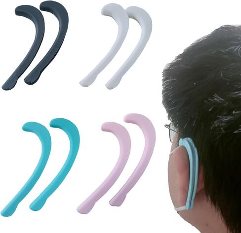 4Pair Mask Ear Protector Reusable Protector Hook Reduces Pain When Wearing Protectors Anti-Slip Earloop Relieve Discomfort Earmuffs Grip mask Lanyard Cap Soft Silicone Face Cover Hook for Kid Adults in Saudi Arabia