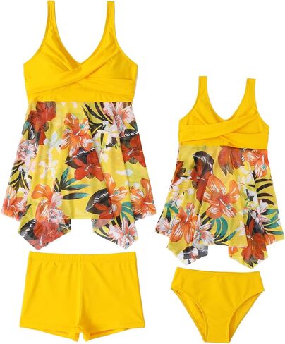 Mommy and Me Two Piece Swimsuit Women Girls High Waisted Bathing Suits Matching Family Swimwear in Saudi Arabia