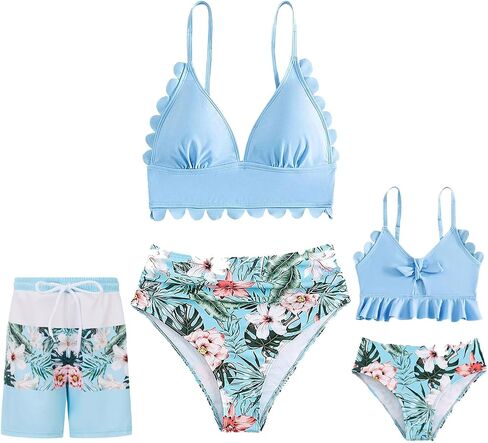 Mommy and Me Two Piece Swimsuit Women Girls High Waisted Bathing Suits Matching Family Swimwear in Saudi Arabia