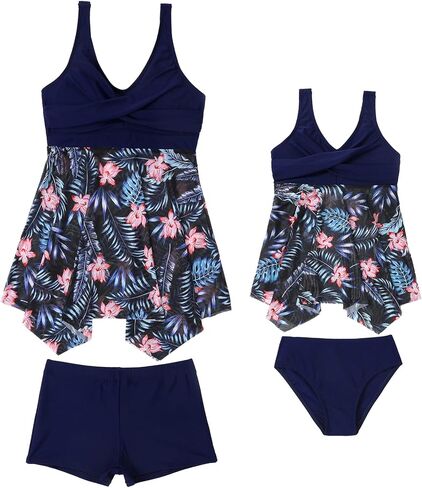 Mommy and Me Two Piece Swimsuit Women Girls High Waisted Bathing Suits Matching Family Swimwear in Saudi Arabia
