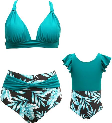 Mommy and Me Two Piece Swimsuit Women Girls High Waisted Bathing Suits Matching Family Swimwear in Saudi Arabia