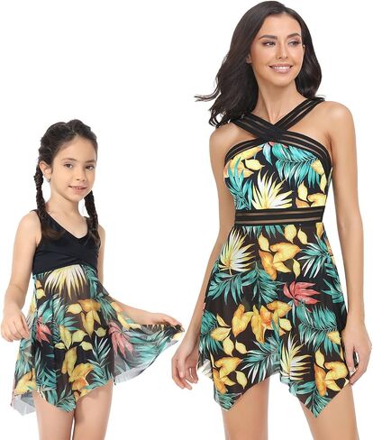 Mommy and Me Two Piece Swimsuit Women Girls High Waisted Bathing Suits Matching Family Swimwear in Saudi Arabia