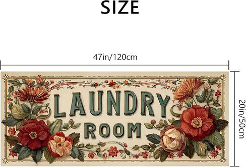 Laundry Room Runner Rug 20x47 inch,Non-Slip Waterproof Floor Mat,Farmhouse Kitchen Floor Mat for Mudroom and Bathroom (Flower, 20"x47") in Saudi Arabia
