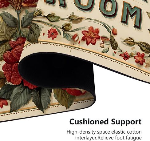 Laundry Room Runner Rug 20x47 inch,Non-Slip Waterproof Floor Mat,Farmhouse Kitchen Floor Mat for Mudroom and Bathroom (Flower, 20"x47") in Saudi Arabia