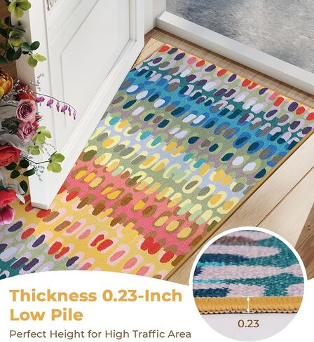 jxgzyy Chenille Hallway Runner Rug, Machine Washable Kitchen Carpet 2'2''*6', Non-Slip Low Pile Indoor Lightweight Rug for Kitchen Livingroom Bedroom Laundry Room Entryway, Abstract Colorful Style in Saudi Arabia