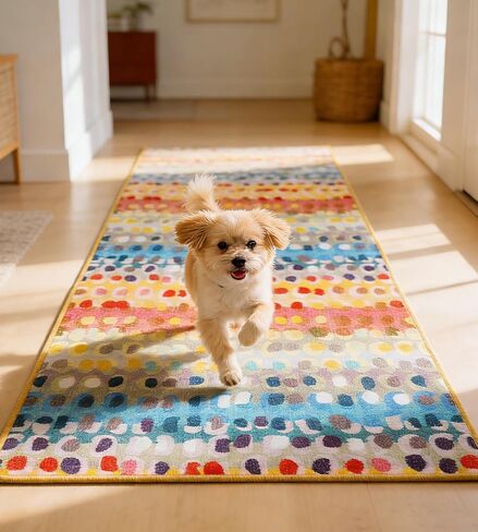 jxgzyy Chenille Hallway Runner Rug, Machine Washable Kitchen Carpet 2'2''*6', Non-Slip Low Pile Indoor Lightweight Rug for Kitchen Livingroom Bedroom Laundry Room Entryway, Abstract Colorful Style in Saudi Arabia