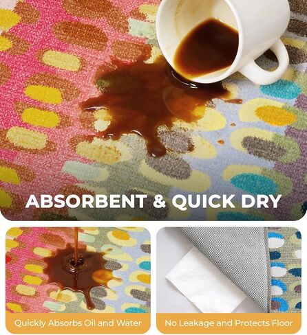 jxgzyy Chenille Hallway Runner Rug, Machine Washable Kitchen Carpet 2'2''*6', Non-Slip Low Pile Indoor Lightweight Rug for Kitchen Livingroom Bedroom Laundry Room Entryway, Abstract Colorful Style in Saudi Arabia