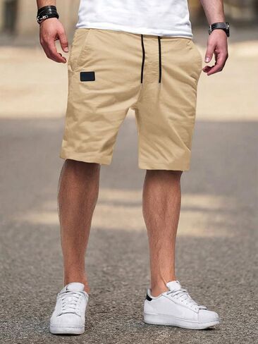 Mens Shorts Casual Elastic Waist Drawstring Summer Beach Golf Shorts Men Travel Workout Shorts in Kuwait