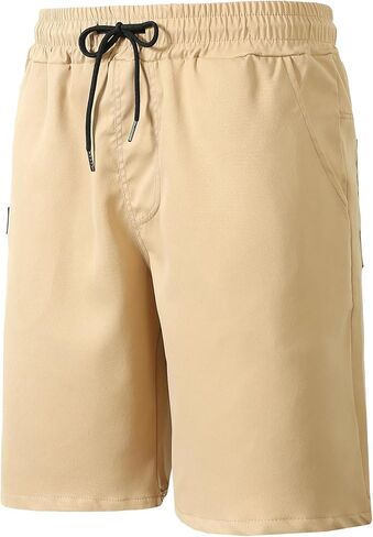Mens Shorts Casual Elastic Waist Drawstring Summer Beach Golf Shorts Men Travel Workout Shorts in Kuwait