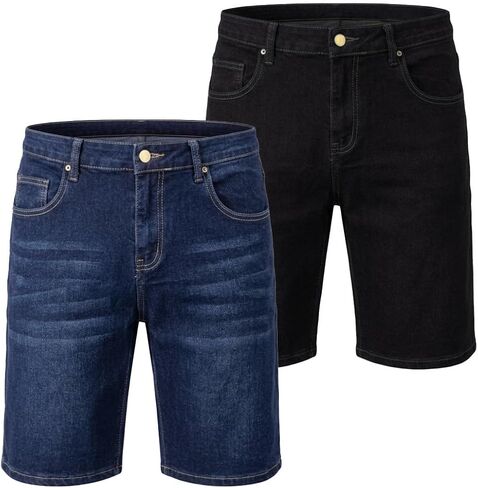 Liloak Mens Jean Shorts Pack, Mens Denim Shorts Stretch Straight Leg Jorts Men Casual Summer Shorts in Kuwait
