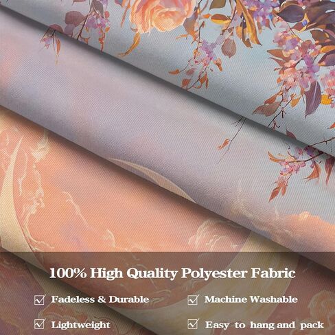 Leeisysme Pastel Rose and Moon Tapestry, Romantic Floral Dreamy Cloudscape Aesthetic Wall Art Bedroom Living Room Decor for Girl Women, Pink 36x48 inches in Saudi Arabia