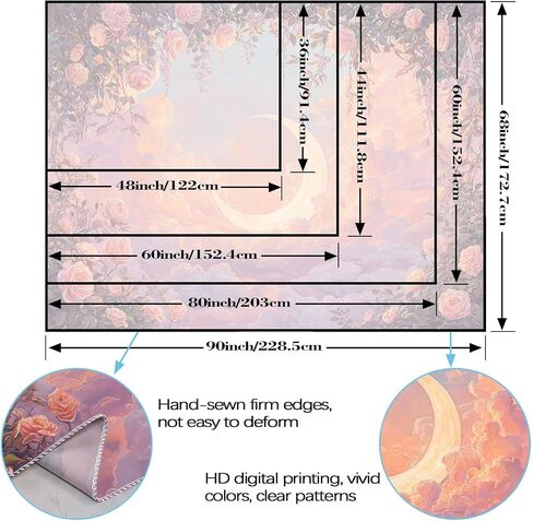 Leeisysme Pastel Rose and Moon Tapestry, Romantic Floral Dreamy Cloudscape Aesthetic Wall Art Bedroom Living Room Decor for Girl Women, Pink 36x48 inches in Saudi Arabia